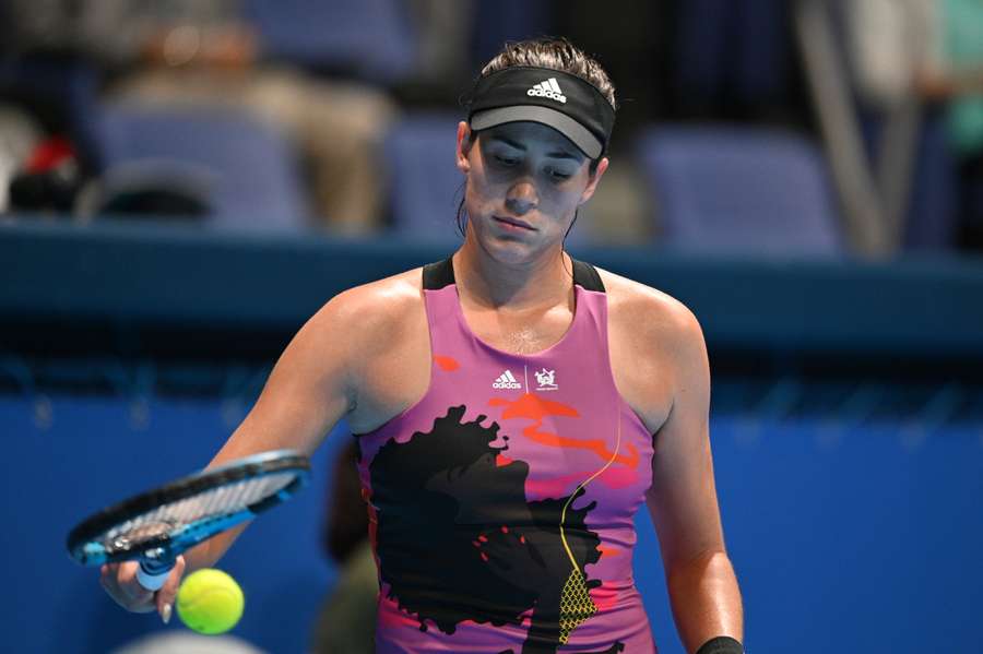 Garbiñe Muguruza durante  los cuartos de final del torneo de Tokio ante Samsonova