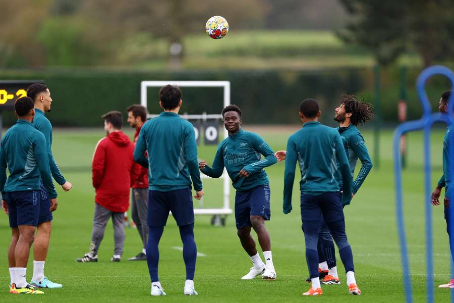 De spelers van Arsenal op de training