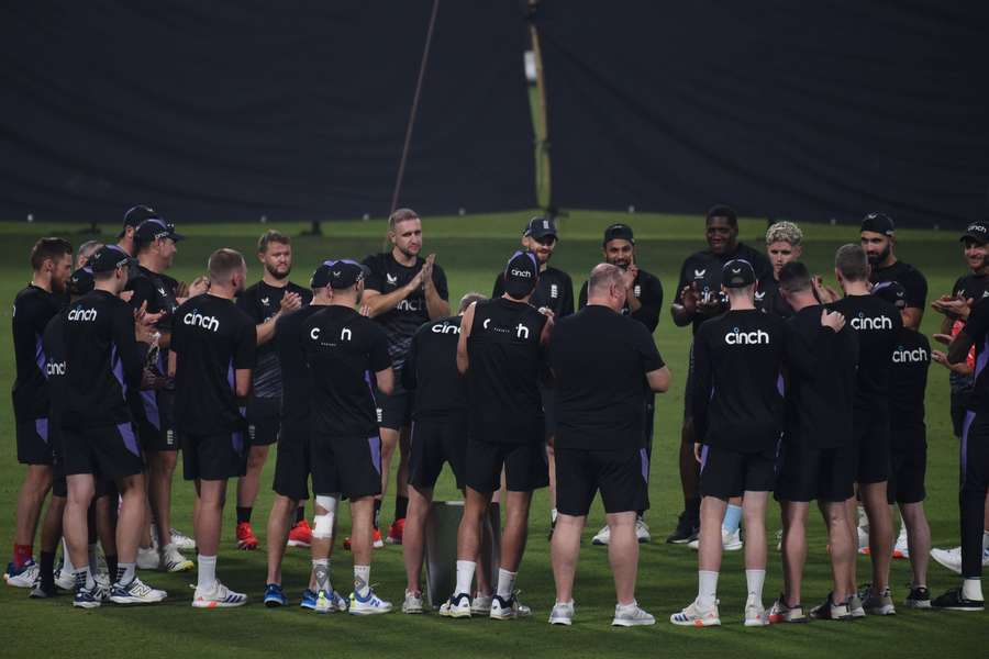 England players during training