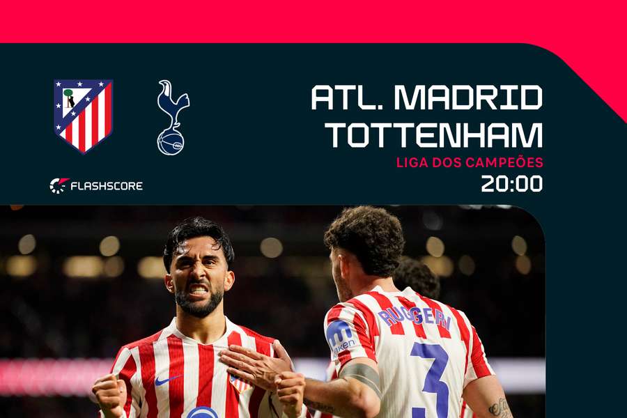 Atlético de Madrid recebe Tottenham no Metropolitano