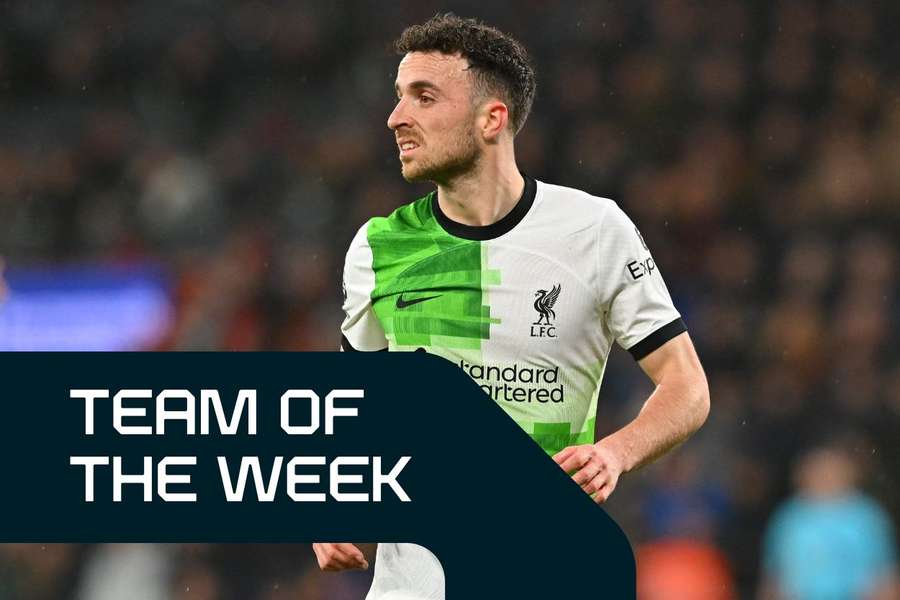 Diogo Jota netted twice at the weekend to make the Team of the Week