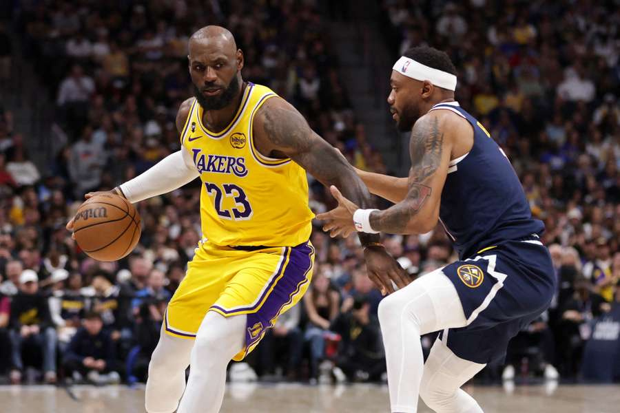 LeBron James (left) in action