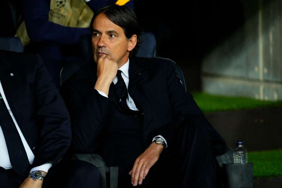Inzaghi lors de la demi-finale aller entre le Barça et l'Inter.