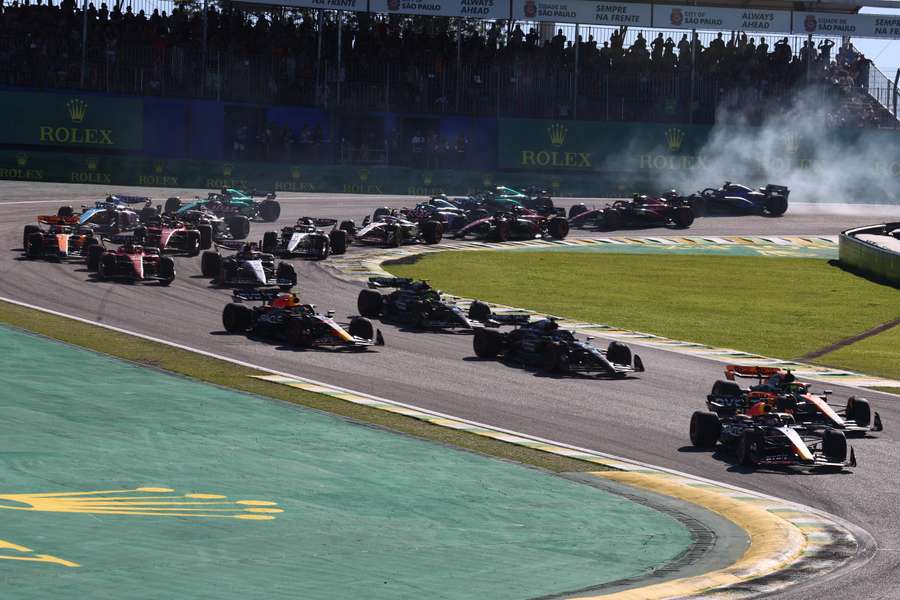 Max Verstappen overtakes Lando Norris off the start in Sao Paulo