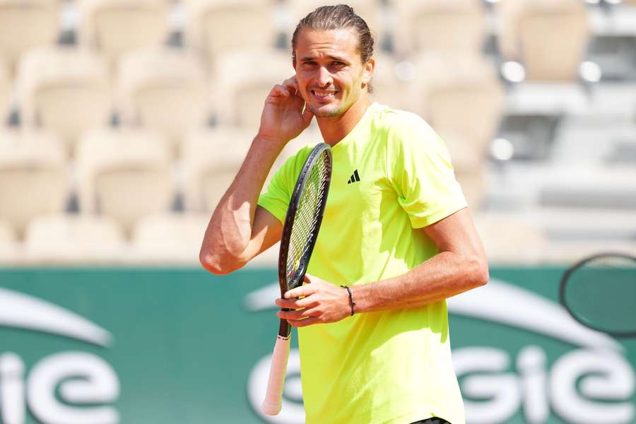 Alexander Zverev podczas treningu w Roland-Garros.