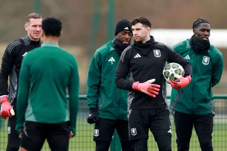 Emiliano Martinez is one of three Aston Villa players back in training