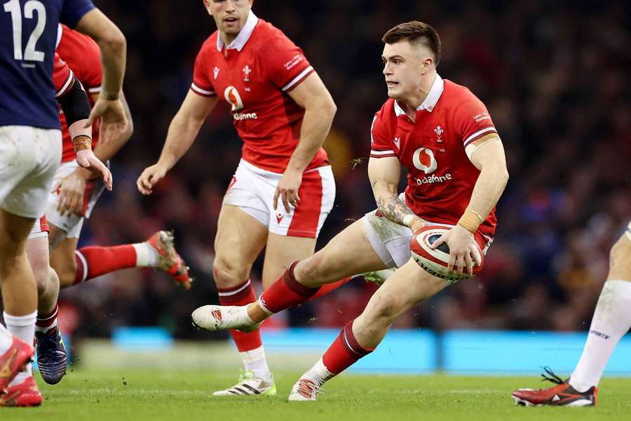 Joe Roberts looks to pass the ball during Wales' Six Nations defeat to France in January