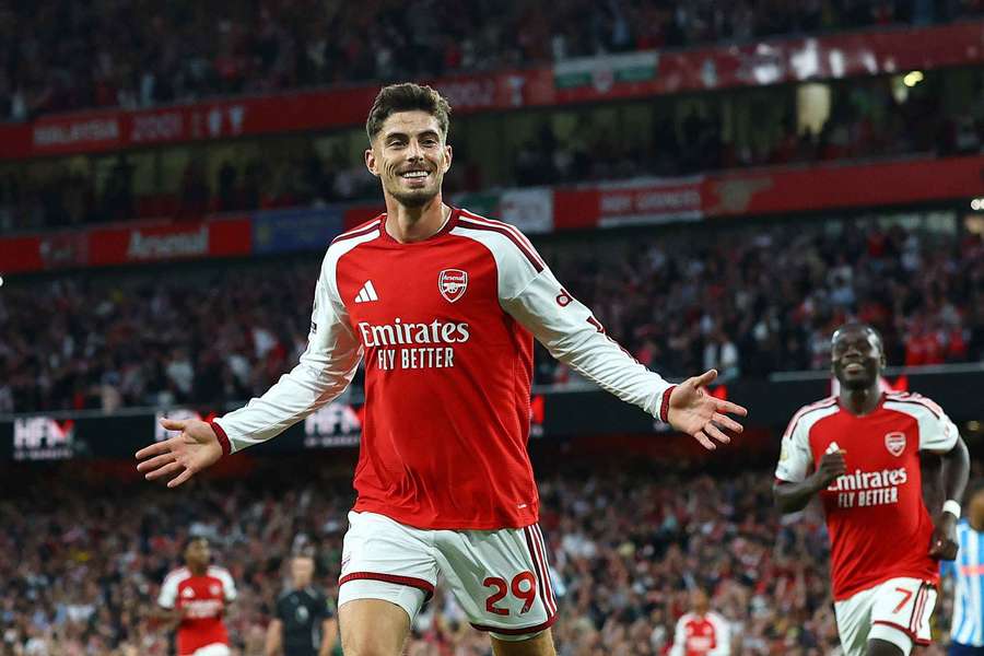Havertz celebrates Arsenal's opener against Coventry Havertz celebrates Arsenal's opener against Coventry