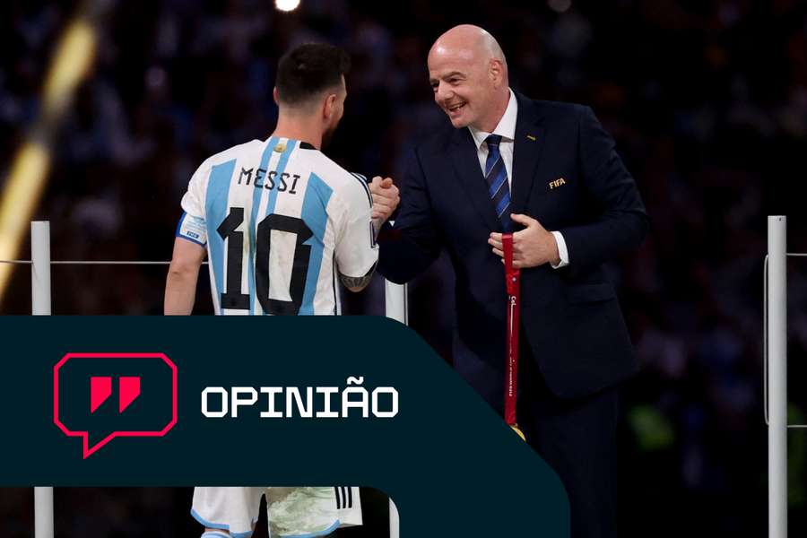 Gianni Infantino e Lionel Messi no Mundial 2022 no Catar Gianni Infantino e Lionel Messi no Mundial 2022 no Catar