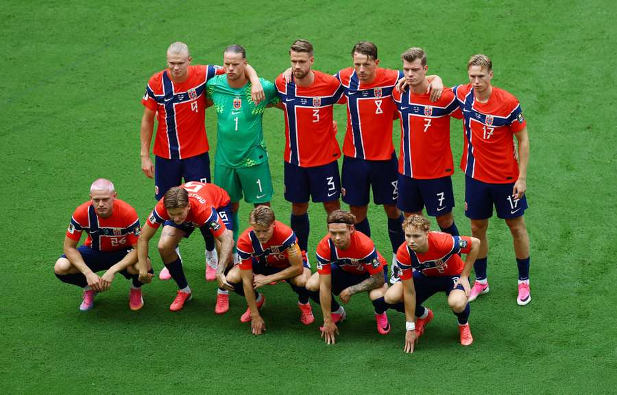 Norway players pose for a team group photo before the match Norway players pose for a team group photo before the match