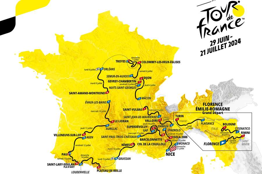 Il percorso della 111esima edizione del Tour de France