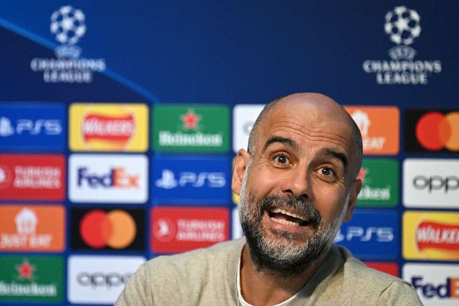 Pep Guardiola bei der Pressekonferenz vor dem CL-Auftakt.