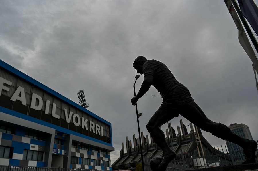 A statue of the late head of Kosovo's Football Federation Fadil Vokrri
