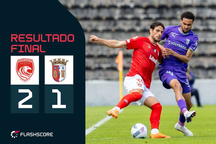 Gonçalo Paciência, perante Yanis da Rocha, fez o 1-1 do Santa Clara