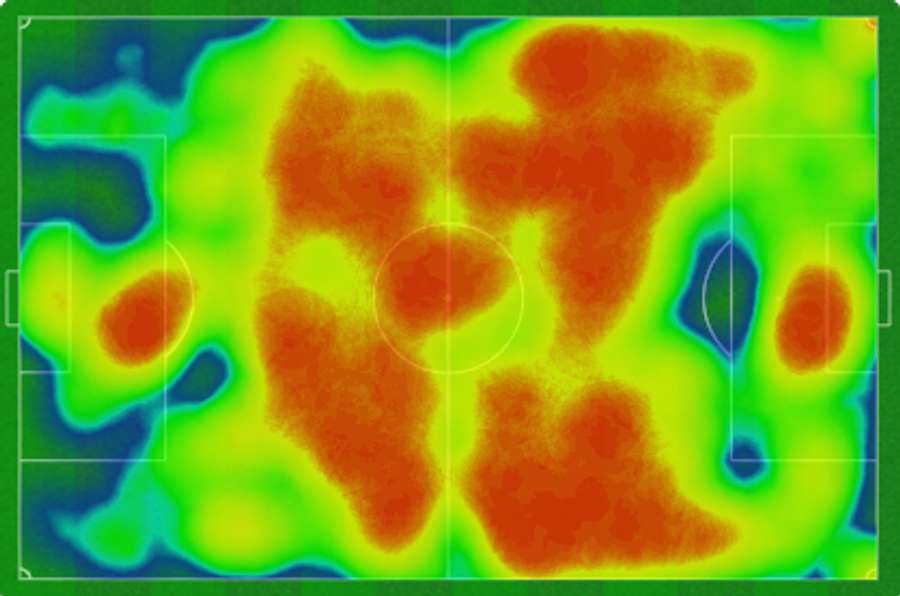 Mapa de calor do Uruguai no jogo de abertura Mapa de calor do Uruguai no jogo de abertura