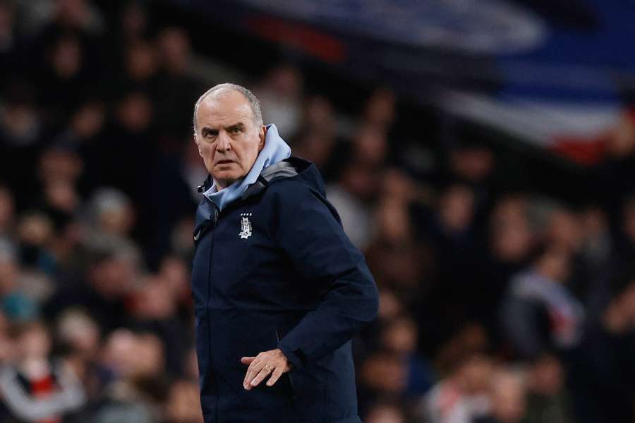 Marcelo Bielsa on the touchline during friendly against England