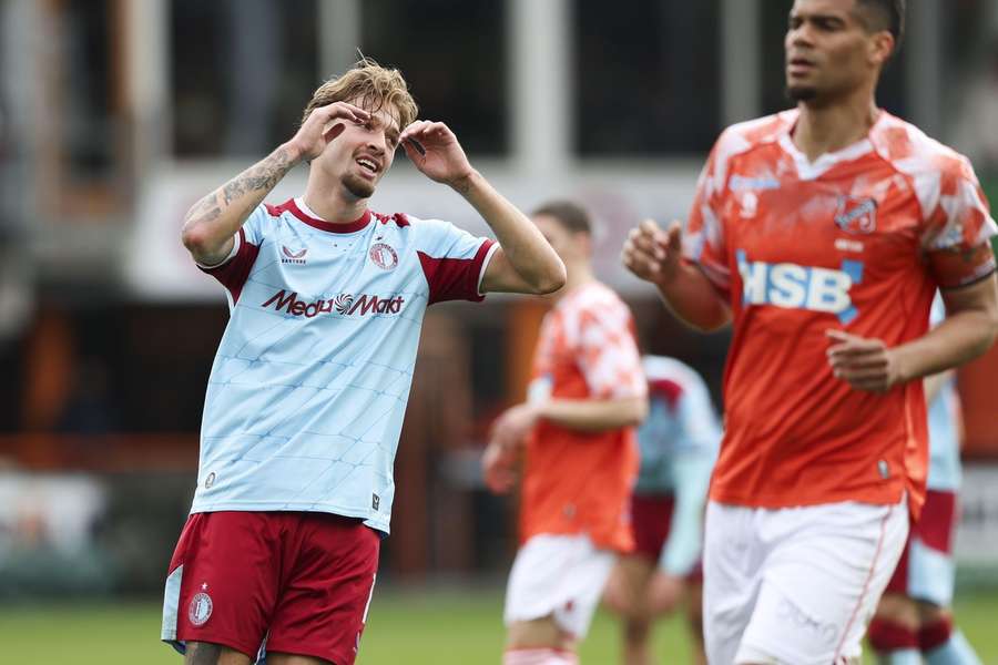 Feyenoord's Luciano Valente reacts during the Eredivisie game against FC Volendam