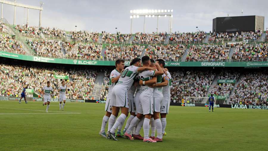 Elche players celebrate Elche players celebrate