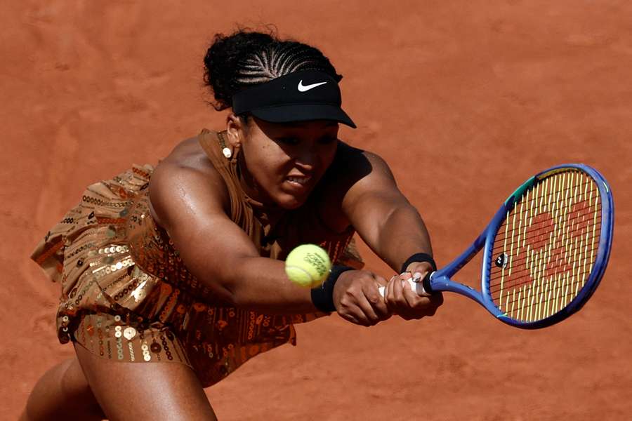 Naomi Osaka in action during her second-round match against Donna Vekic