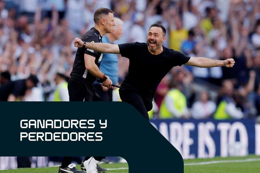 La alegría de De Zerbi al pitido final La alegría de De Zerbi al pitido final