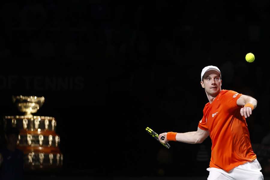 Van de Zandschulp tijdens een Davis Cup-wedstrijd vorig jaar