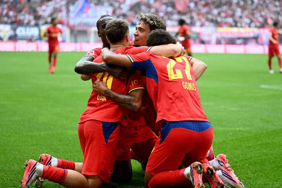 A festa dos jogadores do RB Leipzig A festa dos jogadores do RB Leipzig
