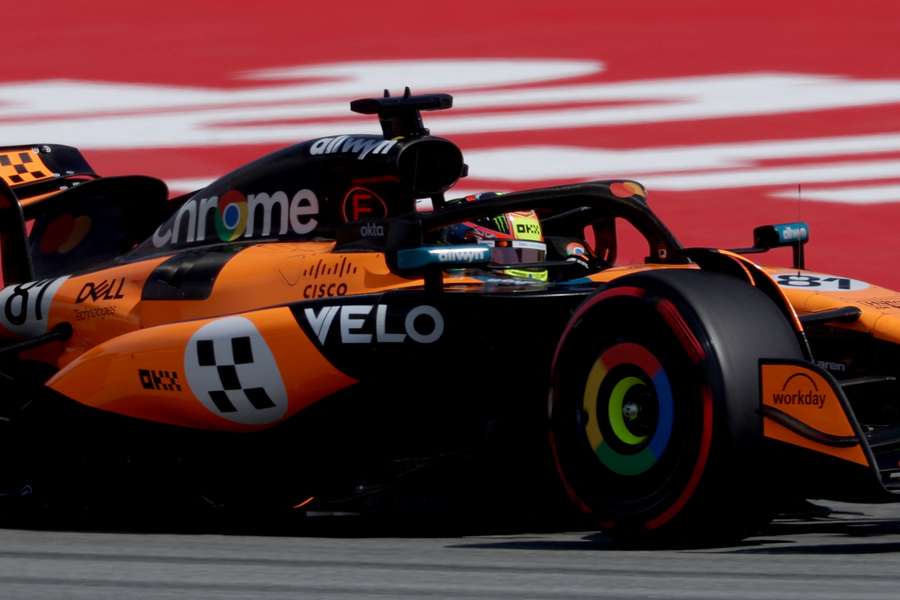 Oscar Piastri competes in the qualification session at the Circuit de Catalunya in Montmelo on Saturday