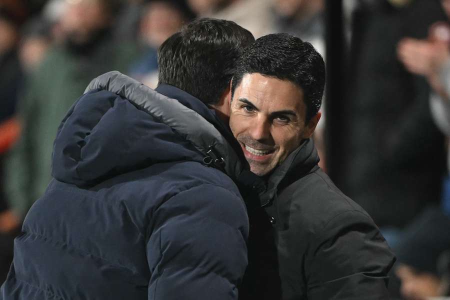 Bournemouth boss Iraola and Arteta before the match