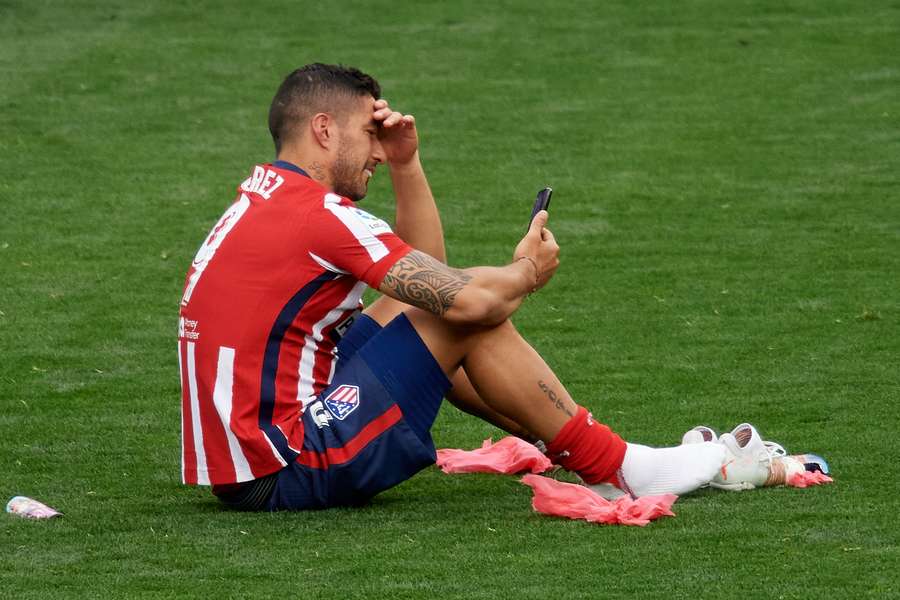Luis Suarez celebrates LaLiga in 2021 Luis Suarez celebrates LaLiga in 2021