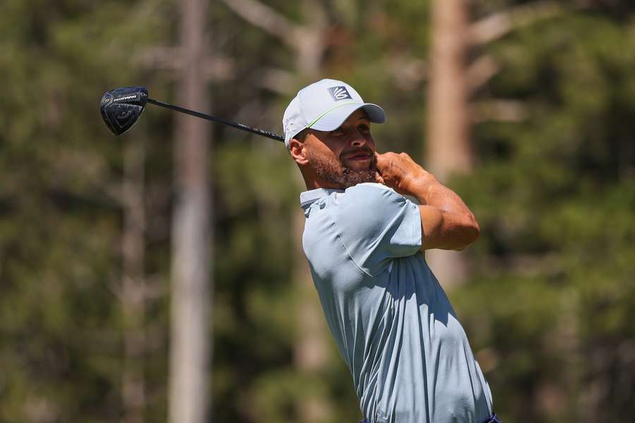 Stephen Curry of the Golden State Warriors hit a hole-in-one on Saturday at the American Century Championship celebrity golf event in Nevada