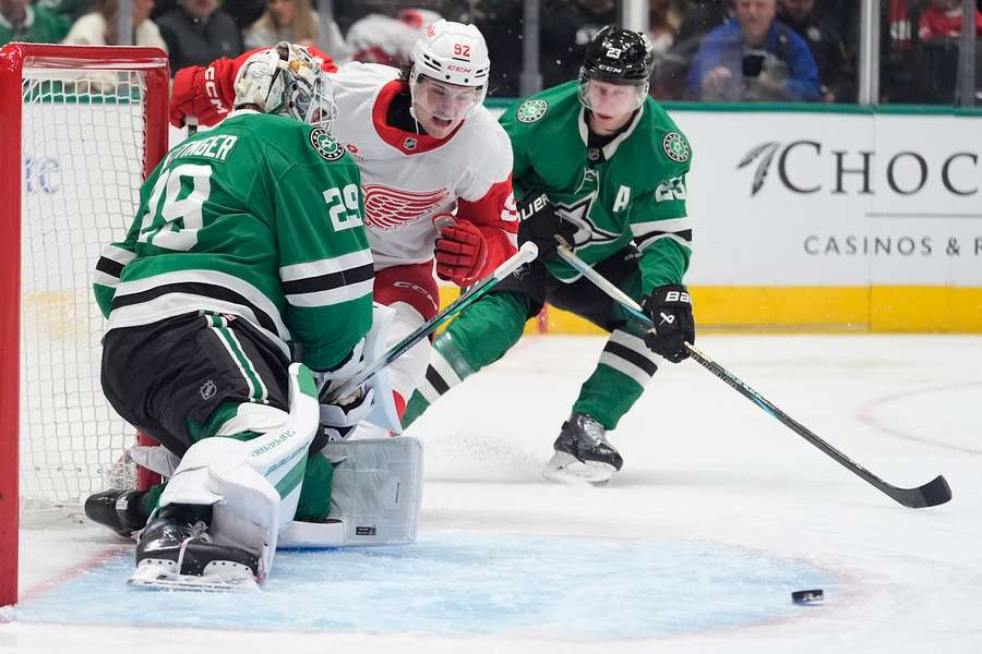 Die Dallas Stars in Grün schlugen die Red Wings in der Nacht