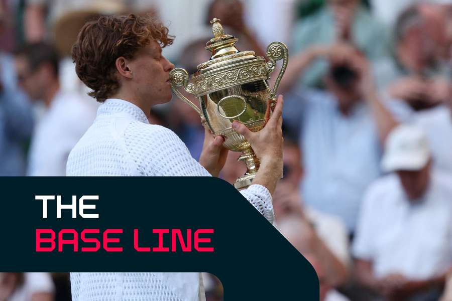 Sinner celebrates with the Wimbledon trophy Sinner celebrates with the Wimbledon trophy