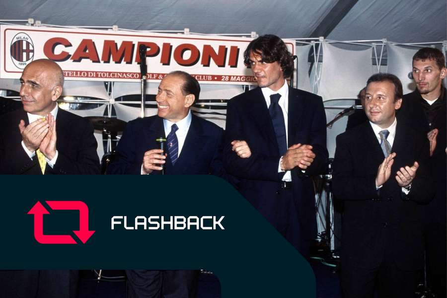 Os líderes rossoneri em 1999: de Galliani a Abbiati, passando por Berlusconi, Maldini e Zaccheroni
