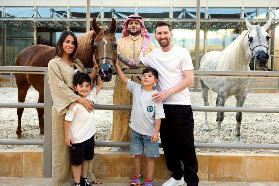Lionel Messi in happier times earlier this week in Saudi Arabia