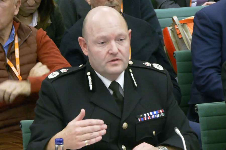 Craig Guildford pictured speaking during a Home Affairs Committee hearing earlier this week