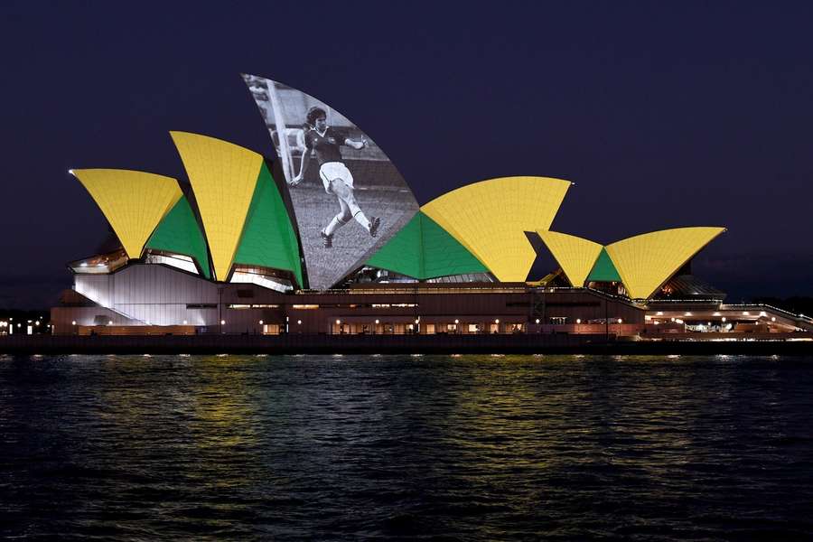 Het Opera House in Sydney bij de presentatie van het 'bid' voor het WK voor vrouwen