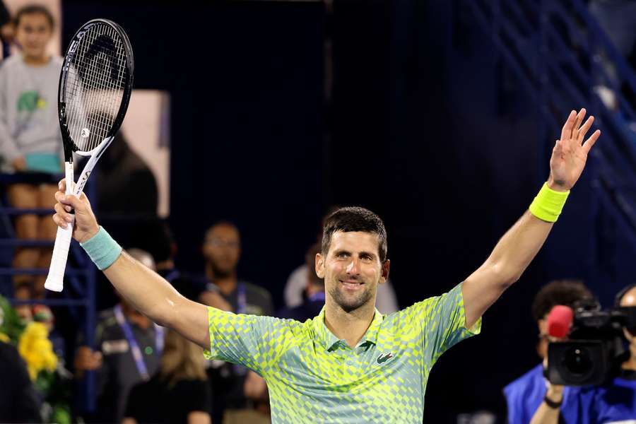 Serbia's Novak Djokovic reacts after his match against Poland's Hubert Hurkacz