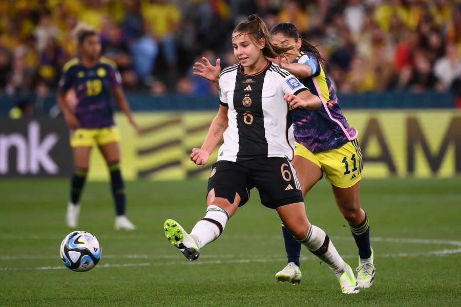 Germany's Lena Oberdorf passes the ball
