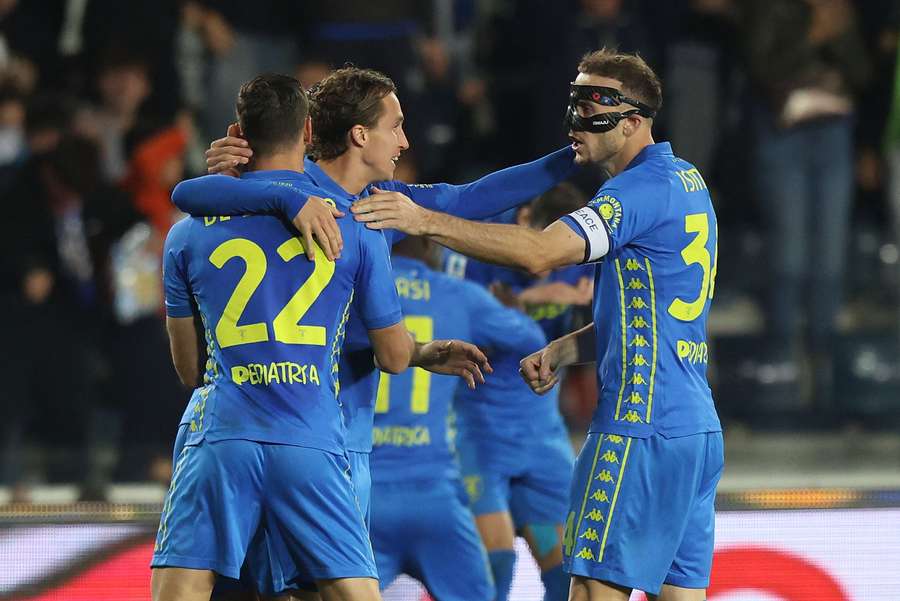 Pietro Pellegri of Empoli celebrates after scoring