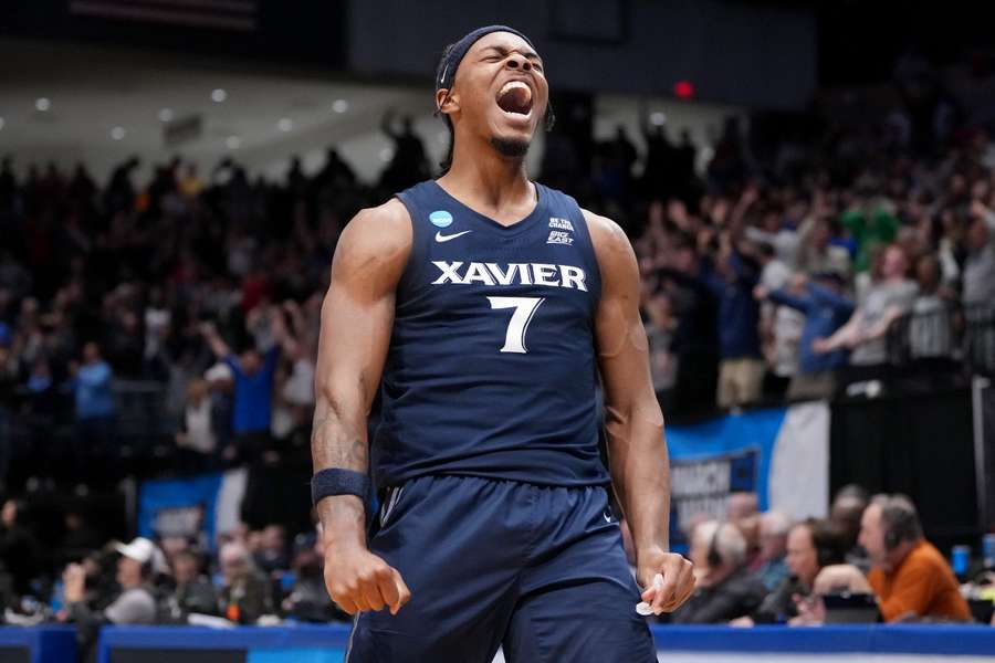 Xavier's Ryan Conwell celebrating a win over Texas to advance to the first round of the NCAA tournament (2025)