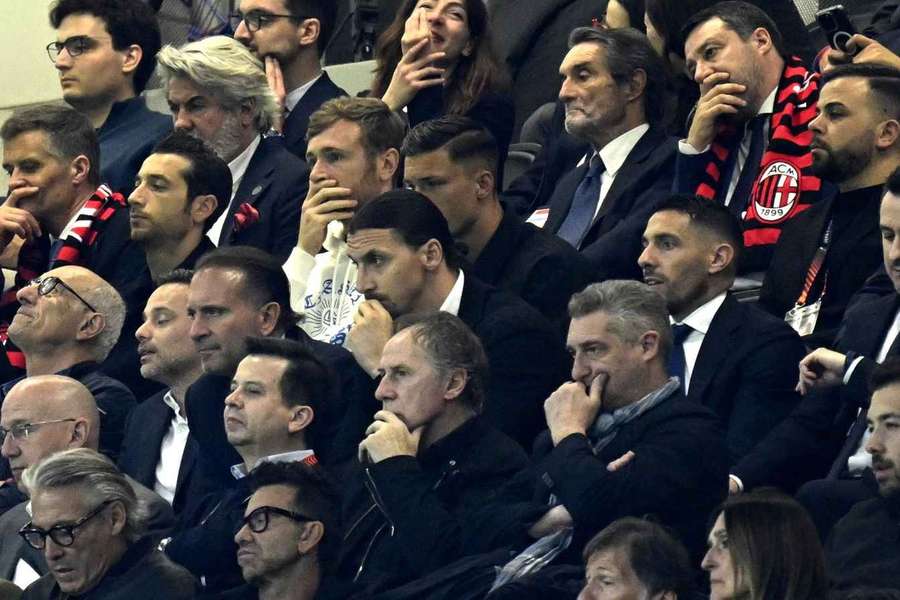 Gerry Cardinale e Zlatan Ibrahimovic in tribuna a San Siro