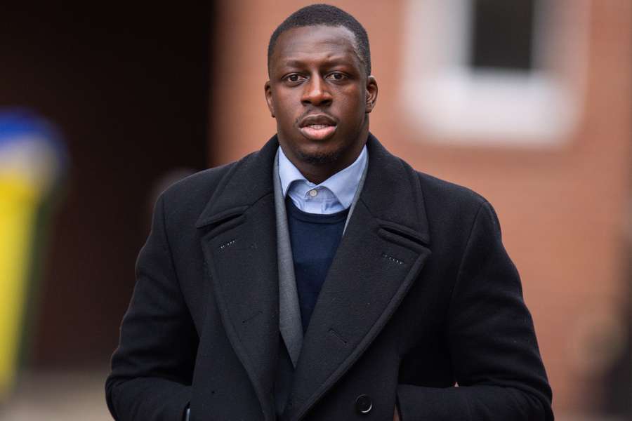 Mendy arriveert aan de rechtbank van Chester in december 2022