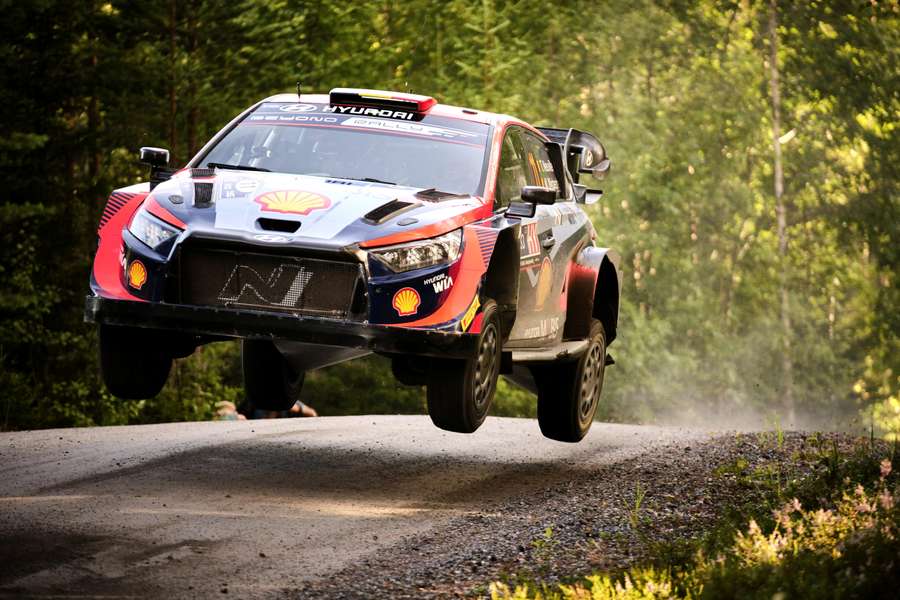 Hyundai's Thierry Neuville and co-driver Martijn Wydaeghe in action in 2023