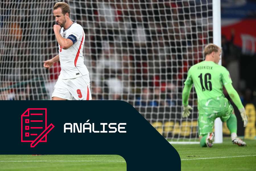 Harry Kane, de Inglaterra, celebra o golo frente à República Checa Harry Kane, de Inglaterra, celebra o golo frente à República Checa