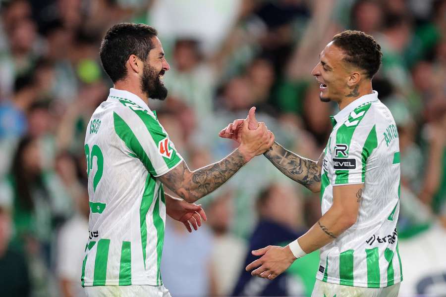 Antony and Isco celebtrate goal Antony and Isco celebtrate goal