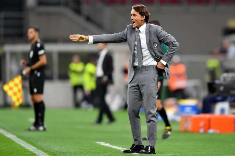 Mancini watches his side in action against England