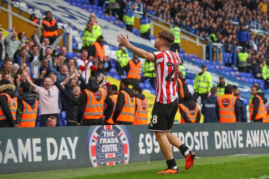 McAtee celebrates in front of the Sheffield United fans