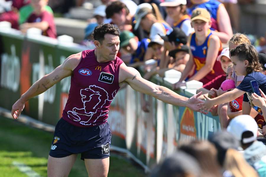Lachie Neale at Grand Final training in Brisbane on Tuesday. Lachie Neale at Grand Final training in Brisbane on Tuesday.
