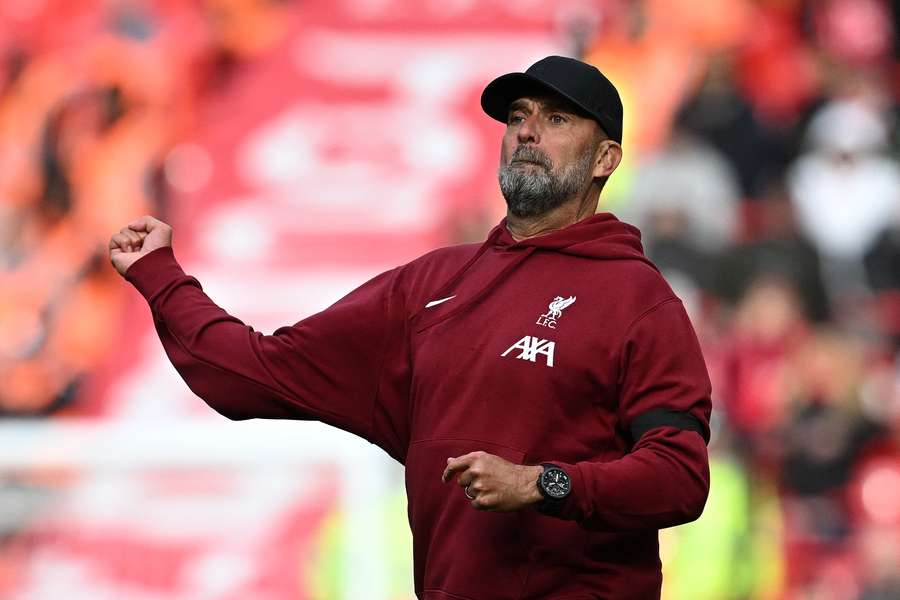 Jurgen Klopp reacts after the English Premier League football match between Liverpool and Everton