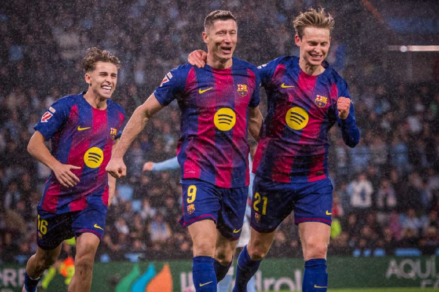 Lewandowski, tras su primer gol Lewandowski, tras su primer gol